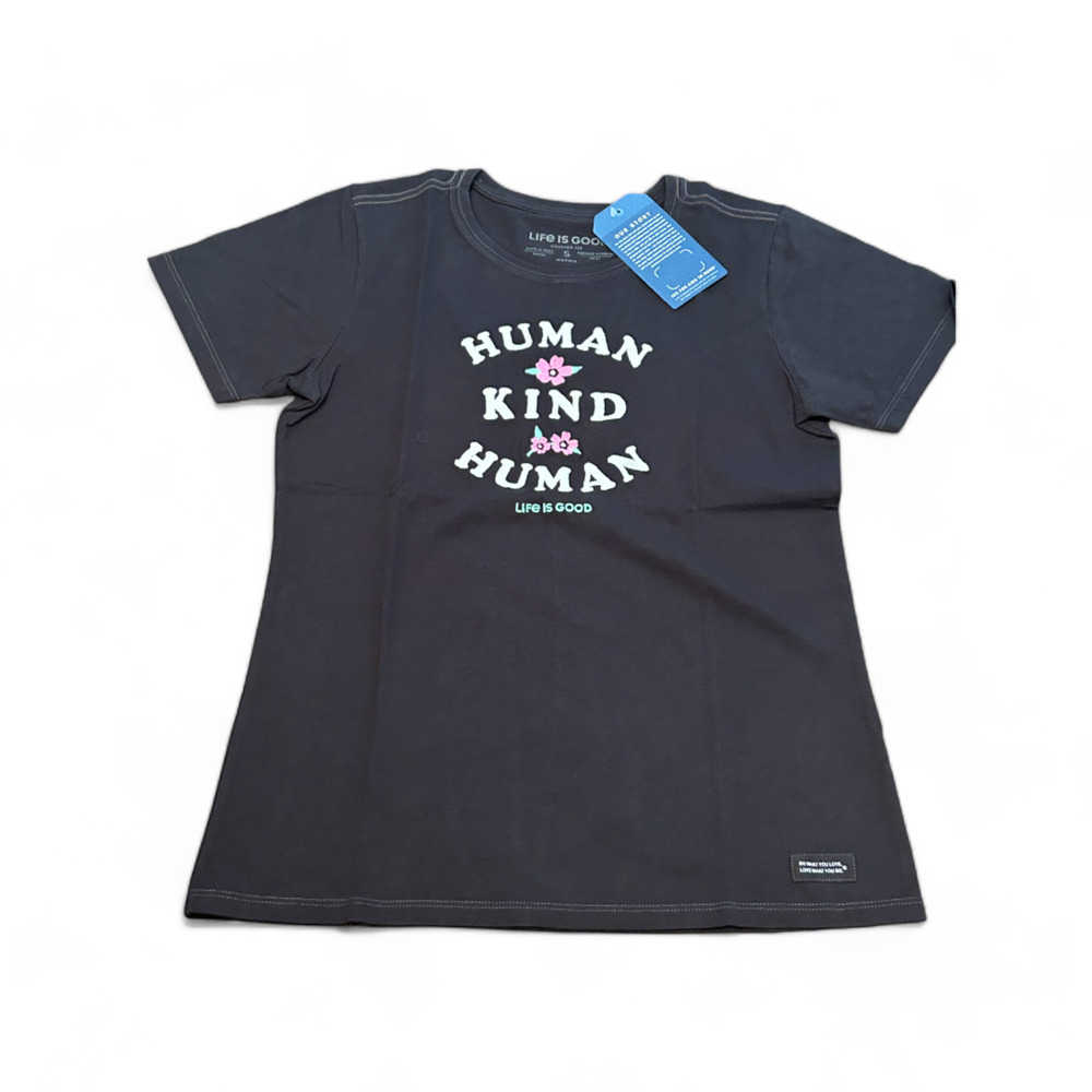 NWT Life Is Good Crusher Tee Size S Black Cotton Human Kind Human Short Sleeve